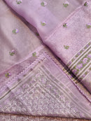 Lavender Organza Saree with Embroidery Border