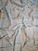 Blue Organza Saree with Embroidery Border