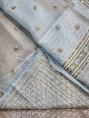 Blue Organza Saree with Embroidery Border