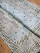 Blue Organza Saree with Embroidery Border