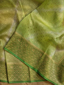 Green Banarasi Kora Silk Saree with Lehariya Tie & Dye Pattern