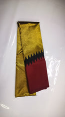 Maroon Black Korvai Raising Temple Border Kanchipuram Silk Saree