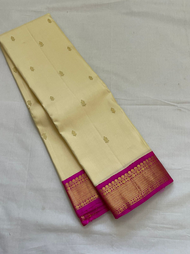 Half White Korvai Kanchipuram Pure Silk Saree