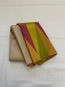 Half White Korvai Temple Border Kanchipuram Pure Silk Saree
