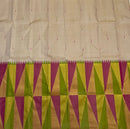Half White Korvai Temple Border Kanchipuram Pure Silk Saree