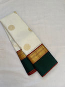 Half White Korvai Kanchipuram Pure Silk Saree