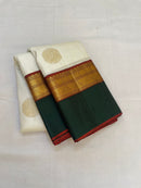 Half White Korvai Kanchipuram Pure Silk Saree