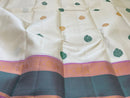 Half White Korvai Kanchipuram Silk Saree with Silk Thread Butta