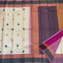 Half White Korvai Kanchipuram Silk Saree with Silk Thread Butta