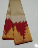 Half White Korvai Contrast Temple Border Kanchipuram Silk Saree
