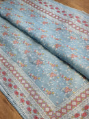 Pastel Blue Organza Saree with Chikankari Embroidery Work & Crochet Lace