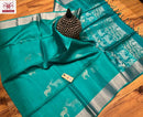 Blue Soft Silk Saree with Unique Deer Butta Designs