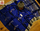 Blue Soft Silk Saree with Unique Deer Butta Designs