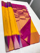 Yellow Korvai Multi Color Temple Border Kanchipuram Silk Saree