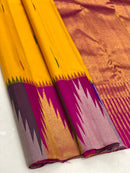 Yellow Korvai Multi Color Temple Border Kanchipuram Silk Saree
