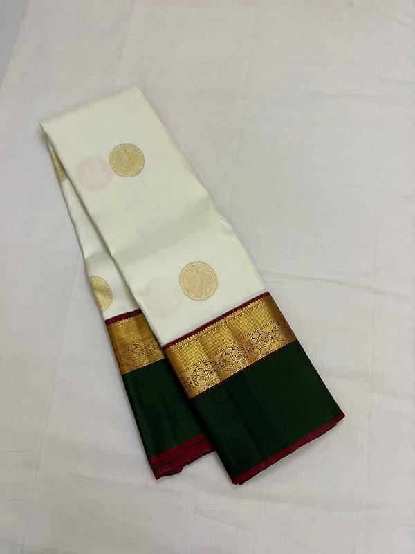 Half White Korvai Kanchipuram Silk Saree