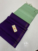 Plain Soft Silk Saree with Contrast Designer Pallu & Blouse