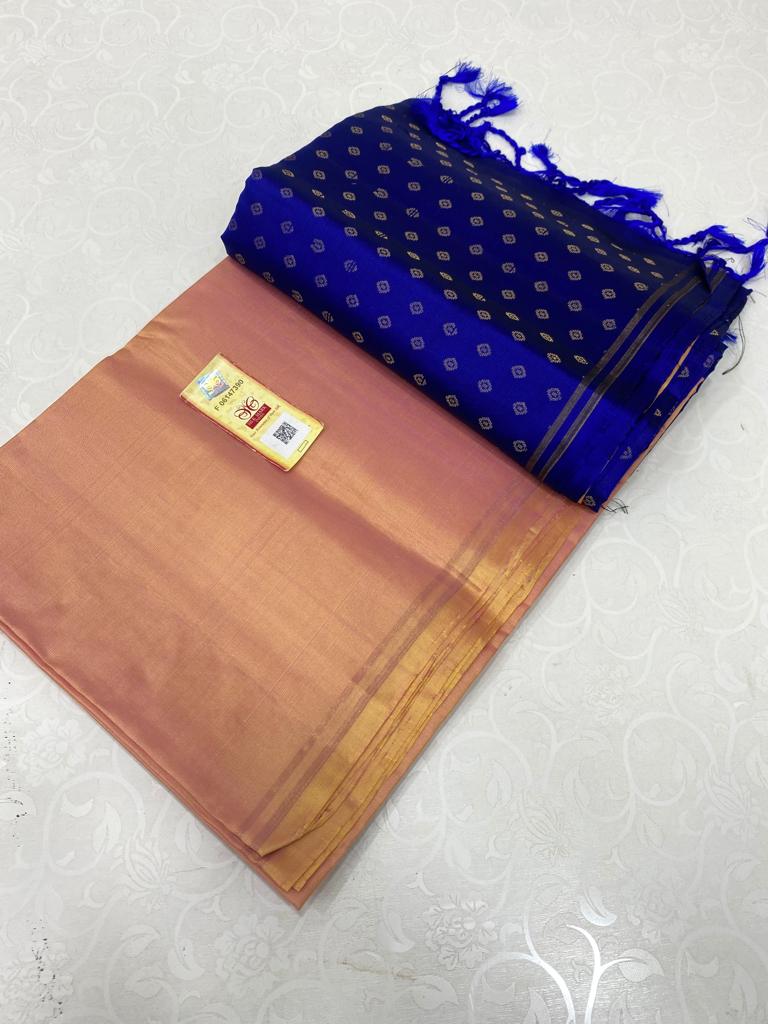 Plain Soft Silk Saree with Contrast Designer Pallu & Blouse