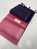 Plain Soft Silk Saree with Contrast Designer Pallu & Blouse