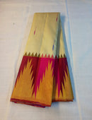 Half White Korvai Contrast Multi Color Temple Border with Body Butta Kanchipuram Silk Saree