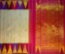 Half White Korvai Contrast Multi Color Temple Border with Body Butta Kanchipuram Silk Saree