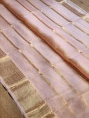 Pastel Pink Banarasi Kora Silk Saree