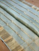 Pastel Blue Banarasi Kora Silk Saree