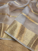 Grey Banarasi Kora Silk Saree