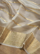 Half White Banarasi Kora Silk Saree