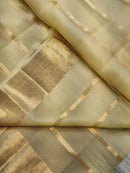 Pastel Yellow Banarasi Kora Silk Saree