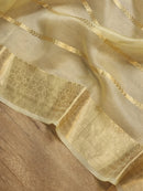 Pastel Yellow Banarasi Kora Silk Saree