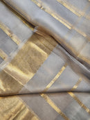 Grey Banarasi Kora Silk Saree