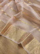 Pastel Pink Banarasi Kora Silk Saree