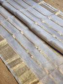 Grey Banarasi Kora Silk Saree