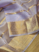 Lavender Banarasi Kora Silk Saree
