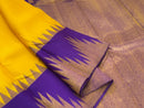 Yellow Korvai Temple Border Kanchipuram Silk Saree