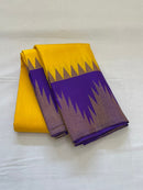 Yellow Korvai Temple Border Kanchipuram Silk Saree