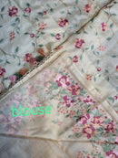 Pure Tussar Silk Embroidery floral jaal Saree with special tassels