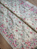Pure Tussar Silk Embroidery floral jaal Saree with special tassels