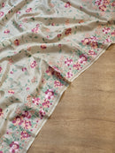 Pure Tussar Silk Embroidery floral jaal Saree with special tassels