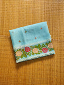 Blue Organza Silk Saree with CrossStitch Border Scalloped Edging Embroidery Work