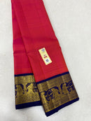 Exclusive Sita Rama Swayamvara Reddish Pink Dual Shade Pure Korvai Kanchipuram Silk Saree