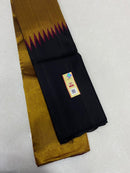 Black Maroon Korvai Raising Temple Border Kanchipuram Silk Saree