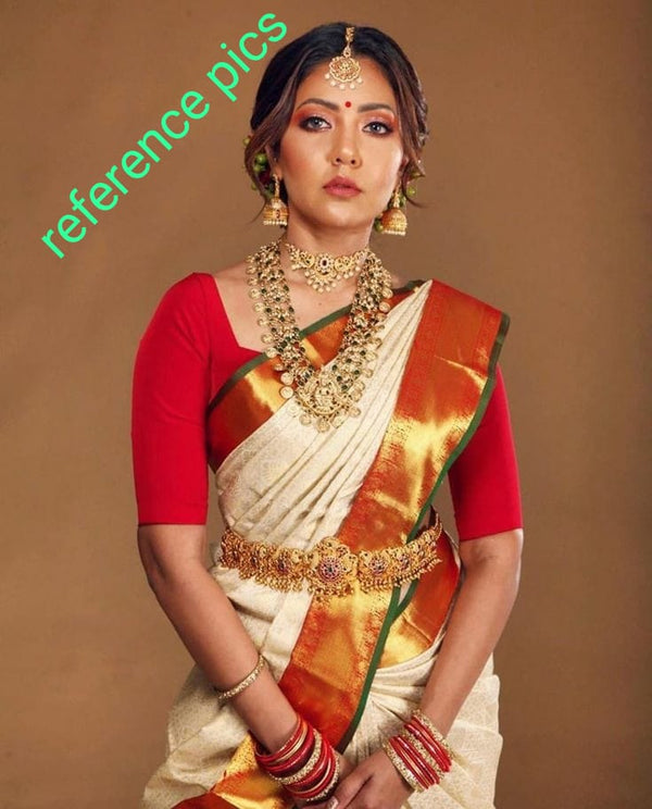 Half White Korvai Kanchipuram Handloom Silk Saree