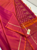 Dual Shade Pink Plain Soft Silk Saree with Designer Pallu and Designer Blouse