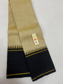 Half White & Black Korvai Temple Kanchipuram Silk Sarees