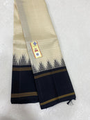 Half White & Black Korvai Temple Kanchipuram Silk Sarees