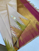Half White Korvai Temple Border Pure Kanchipuram Silk Saree