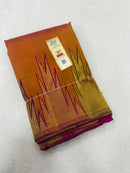 Mustard Pink Dual Shade Korvai Temple Border Pure Kanchipuram Silk Saree