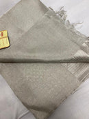 Silver Embossed Pattern Tissue Tussar Silk Saree